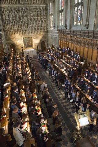 Magdalen College School pupils in college chapel