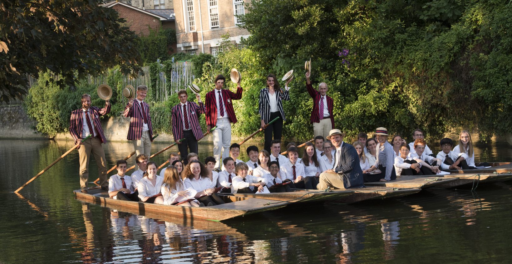 Magdalen College School pupils playing music on the River Cherwell Oxford