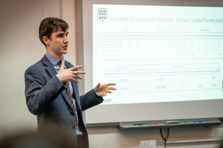 MCS pupil giving a lecture at Waynflete Studies Evening