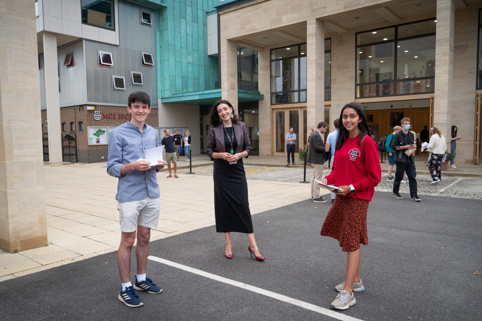 Head Boy James Bridson (Natural Sciences Cambridge), The Master Helen Pike, And Head Girl Saffron Rajappan (Medicine UCL)