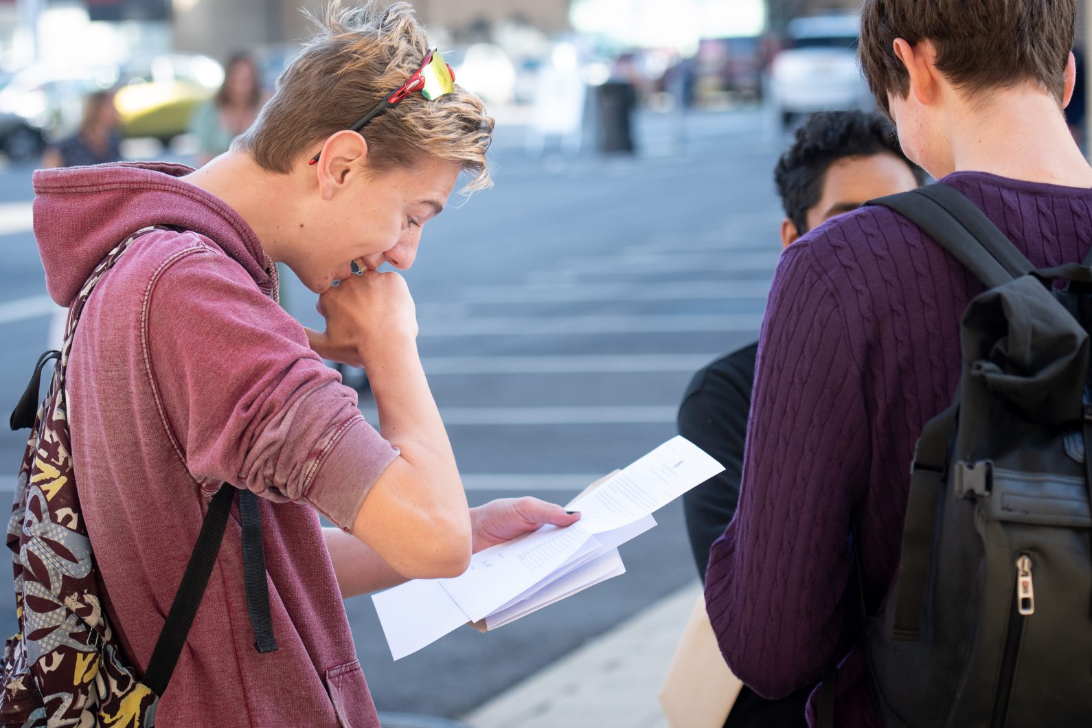 Pupil Receiving GCSE Exam Results At Magdalen College School Oxford