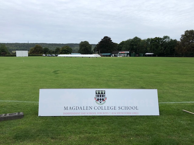 Magdalen College School banner sponsoring Aston Rowant Cricket Club