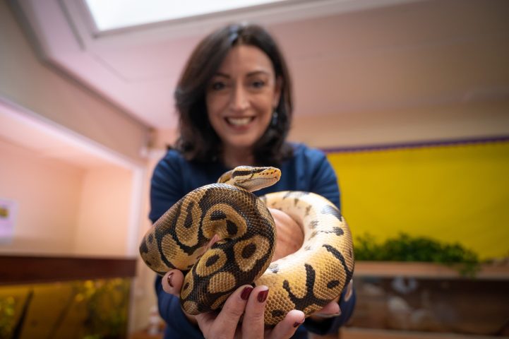 Master of Magdalen College School, Helen Pike, holding python