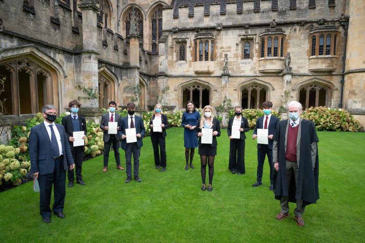 Magdalen College School pupils receiving Waynflete Studies Certificates 2020